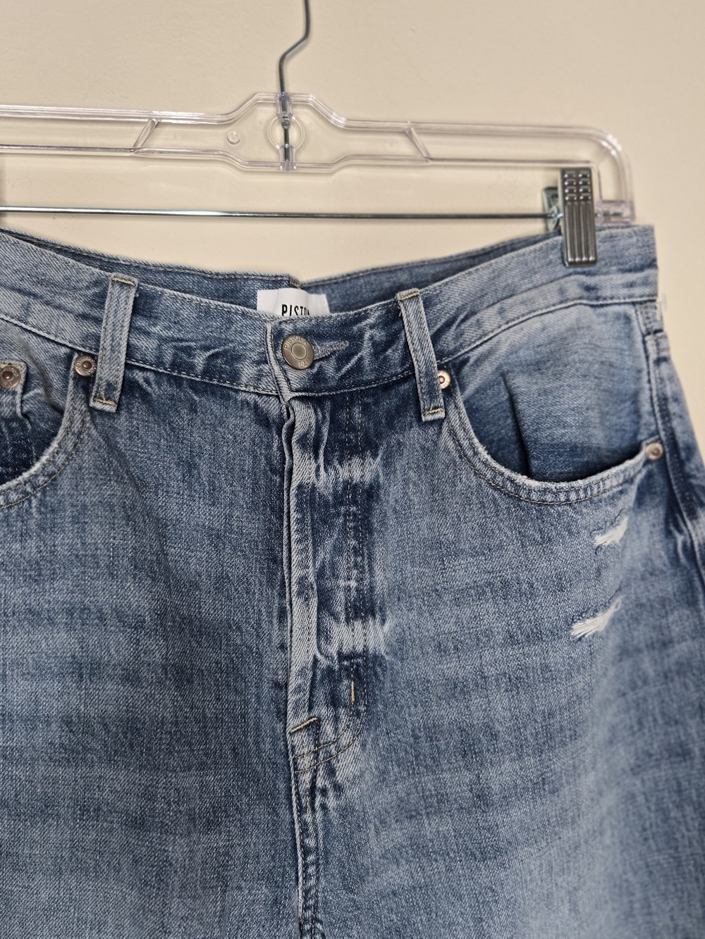 PISTOLA Cassie Super High Rise Straight Jeans Light Distressed Button Fly sz 29 - Picture 6 of 12